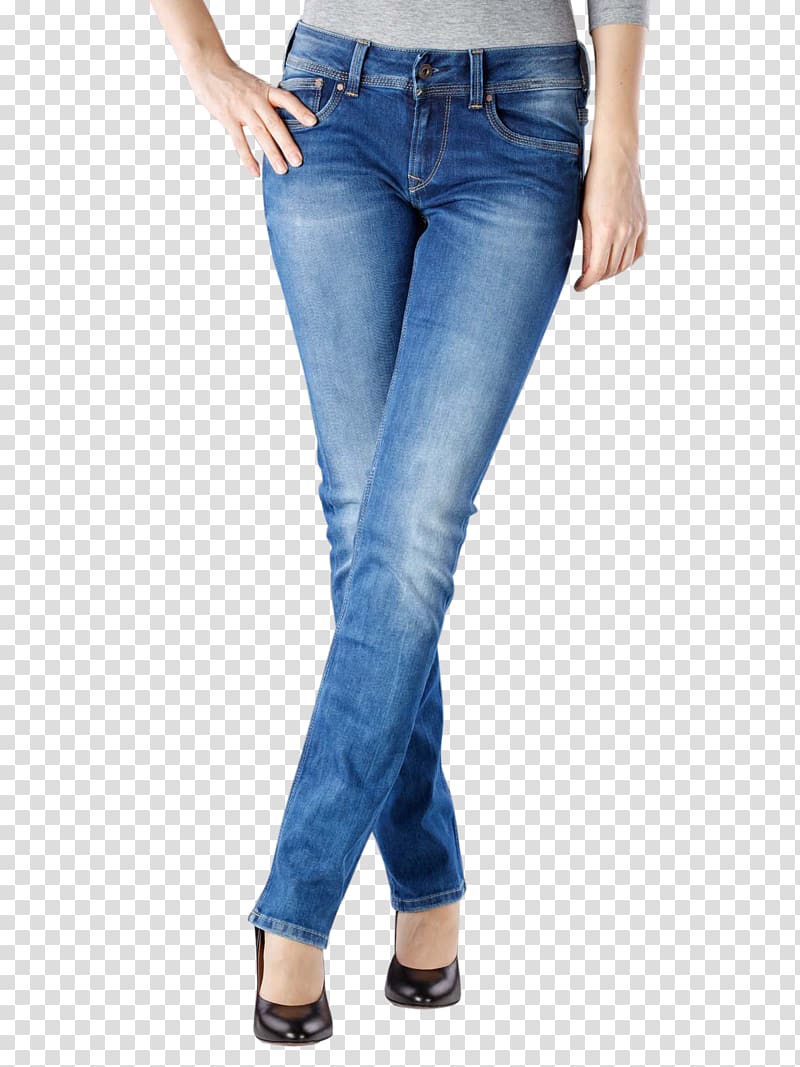 Pepe Jeans Denim Pants Leggings, slim woman transparent background PNG clipart