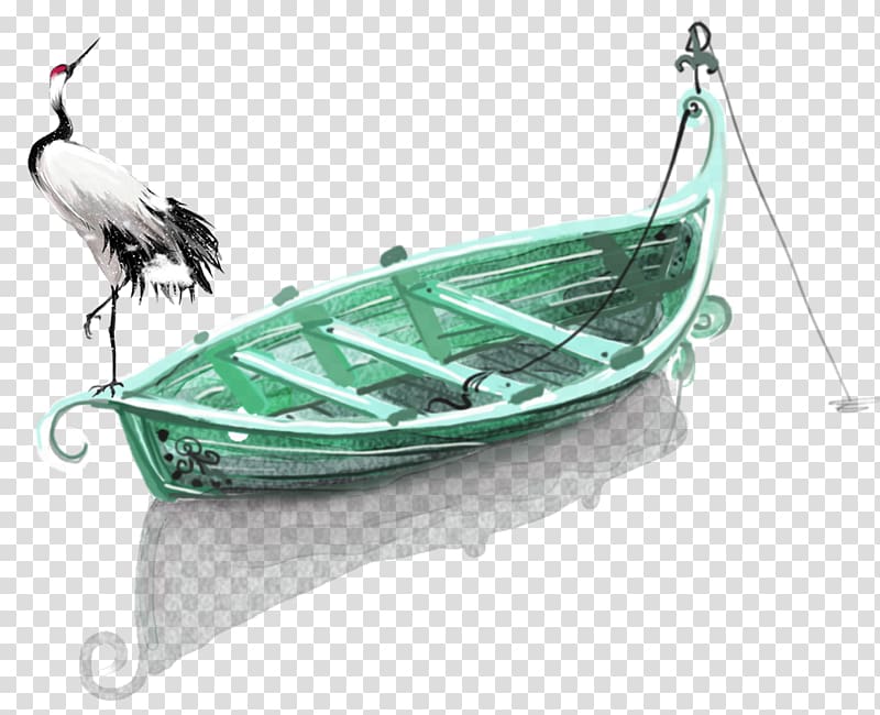 green wooden boat illustration, Boat Hanlu Watercraft , Decorative boat transparent background PNG clipart