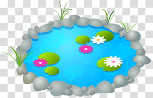 Pond, Fish Pond, Garden Pond, Duck Pond, Drawing, Grass, Leaf, Plant  transparent background PNG clipart