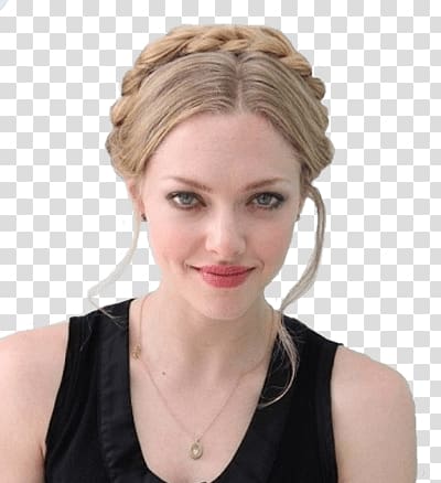 woman wearing black sleeveless top , Amanda Seyfried Close Up transparent background PNG clipart