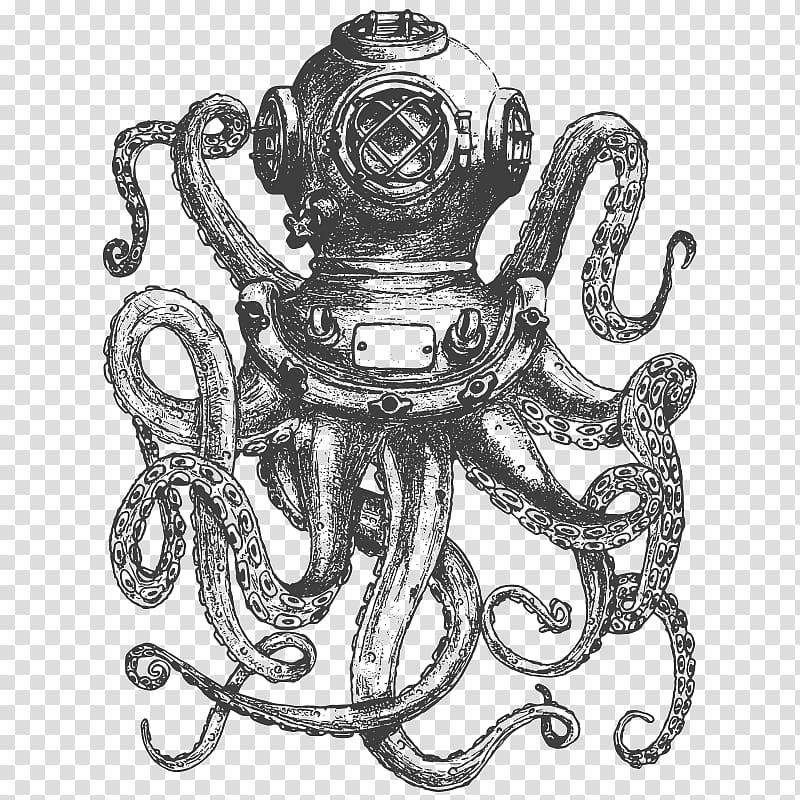 Octopus Diving helmet , empty nest old man transparent background PNG clipart
