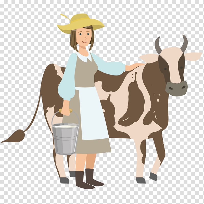 The Milkmaid Cattle, Cute milking division transparent background PNG clipart