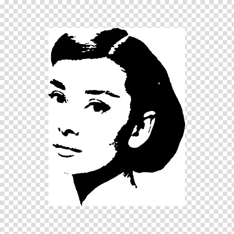 Gigi Audrey Hepburn: Portraits of an Icon Stencil Black and white Art, painting transparent background PNG clipart