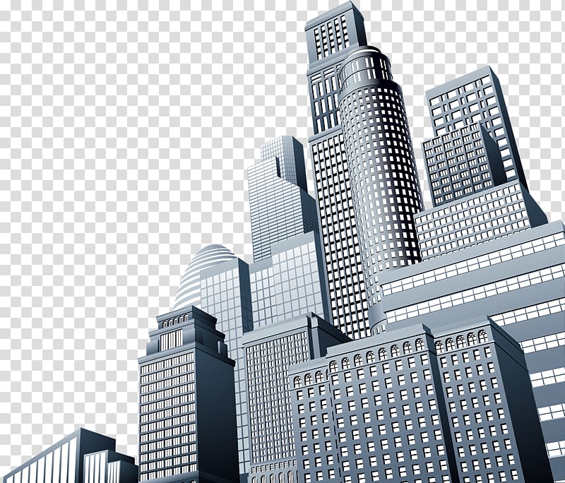 gray city buildings, Business Skyscraper Illustration, Skyscrapers transparent background PNG clipart