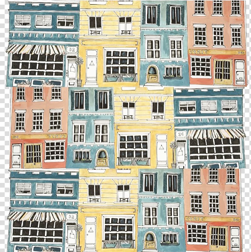 Window Facade Mixed-use, gouache patterns transparent background PNG clipart