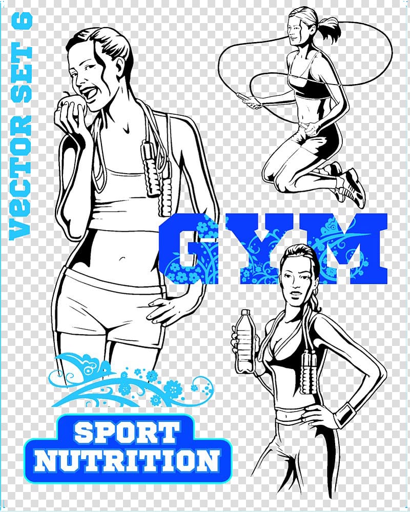 Fitness Centre Euclidean Illustration, Skipping drinking women transparent background PNG clipart