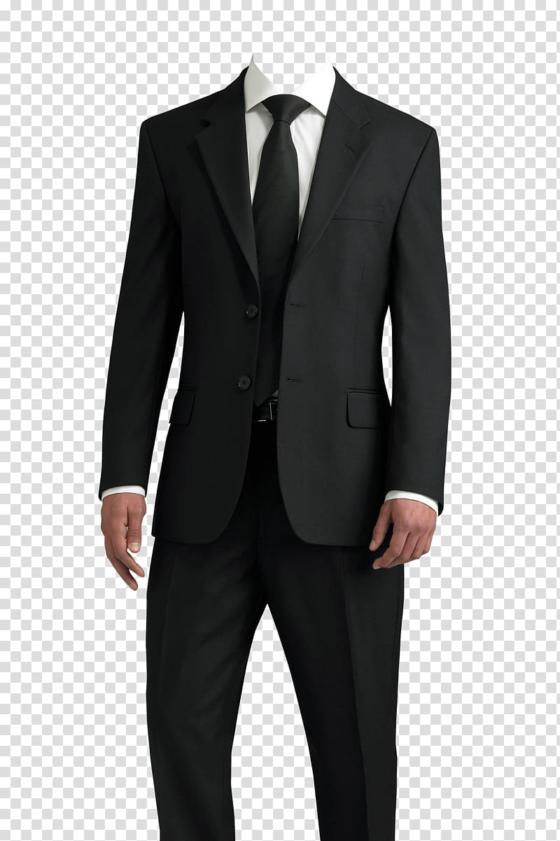 Suit, person wearing black suit transparent background PNG clipart