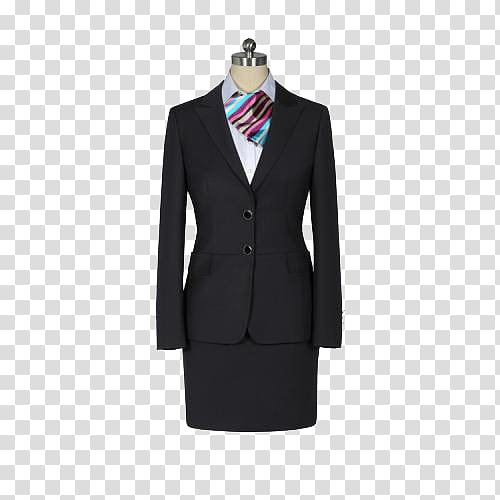 Suit T-shirt Uniform Clothing, Real shot black lady suit transparent background PNG clipart