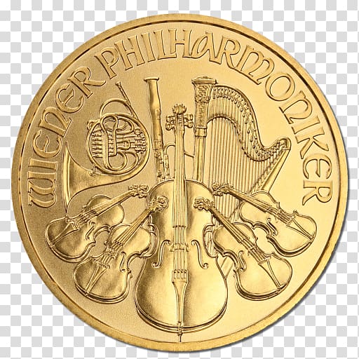 Gold coin Vienna Philharmonic Gold coin Troy ounce, Coin transparent background PNG clipart