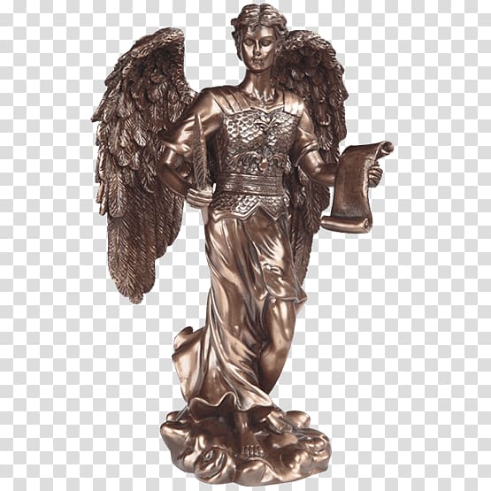 Gabriel Michael Archangel Bronze sculpture, angel transparent background PNG clipart
