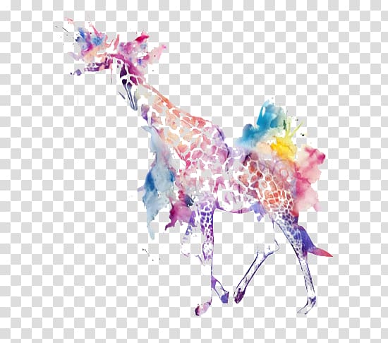 Giraffe Watercolor painting Illustration, Painted Giraffe transparent background PNG clipart