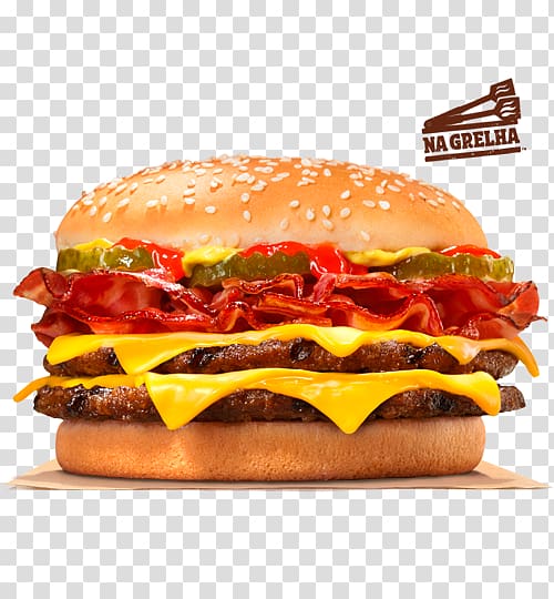 Cheeseburger Hamburger Whopper BK XXL Bacon, double cheese transparent background PNG clipart