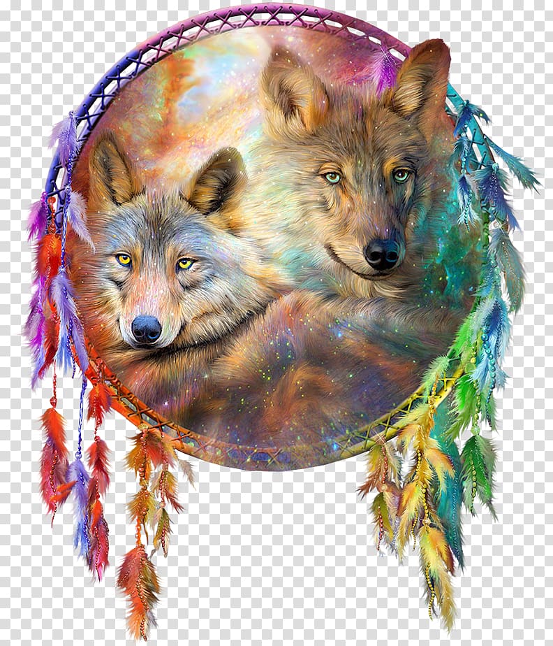 Gray wolf Dreamcatcher Painting Art Craft, dreamcatcher transparent background PNG clipart