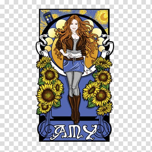 Amy Pond The Starry Night Sunflowers Printmaking The Girl Who Waited, pop culture illustrations transparent background PNG clipart