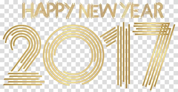 happy new year 2017 text illustration, Gold Happy New Year 2017 transparent background PNG clipart