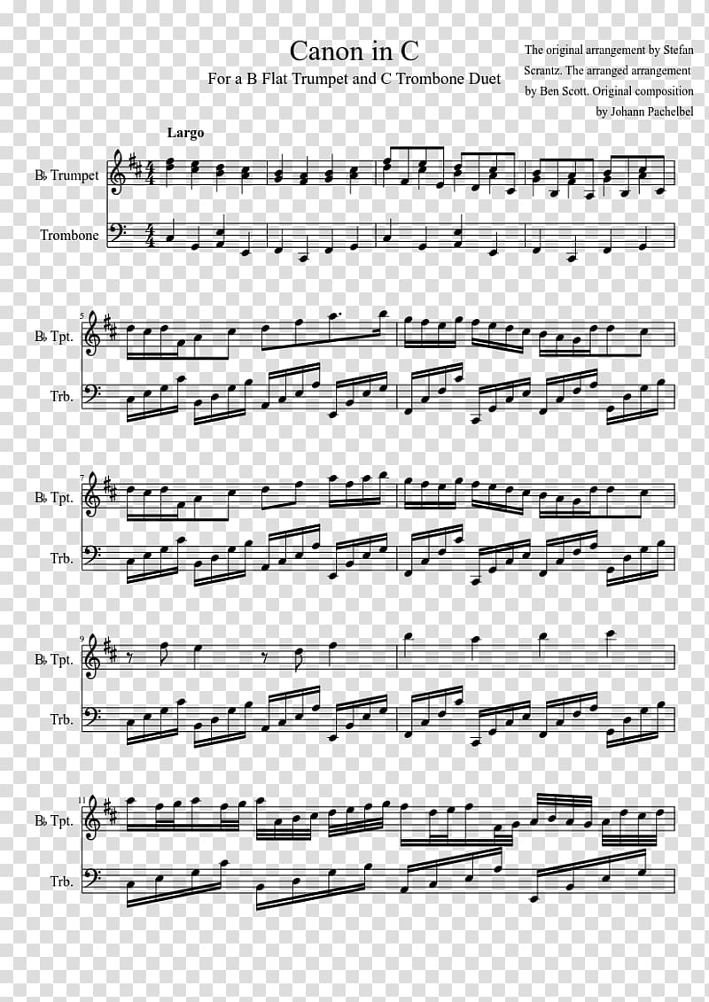 Pachelbel\'s Canon Sheet Music Trumpet, trumpet and saxophone transparent background PNG clipart