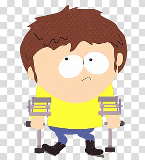 Boy holding crutches illustration, South Park Jimmy Valmer transparent ...