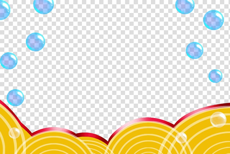 curve yellow lines and bobbles , Yellow Graphic design, Bubble Border Yellow Wave Border Background transparent background PNG clipart
