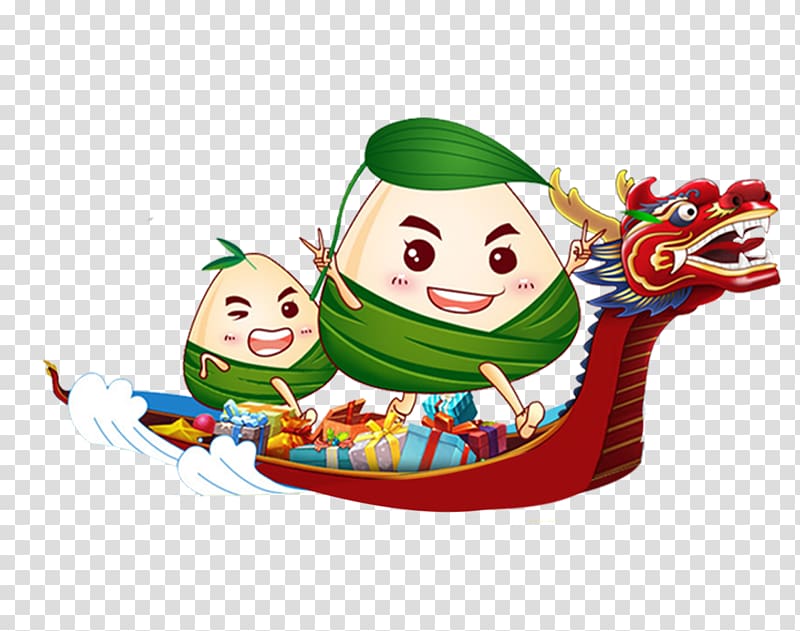 Zongzi Dragon Boat Festival Bateau-dragon u7aefu5348, Cute dumplings dragon boat race hand painted graphics transparent background PNG clipart