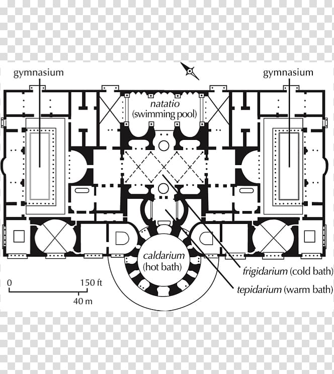 Baths of Caracalla Roman Baths Ancient Roman bathing Floor plan Thermae, house transparent background PNG clipart