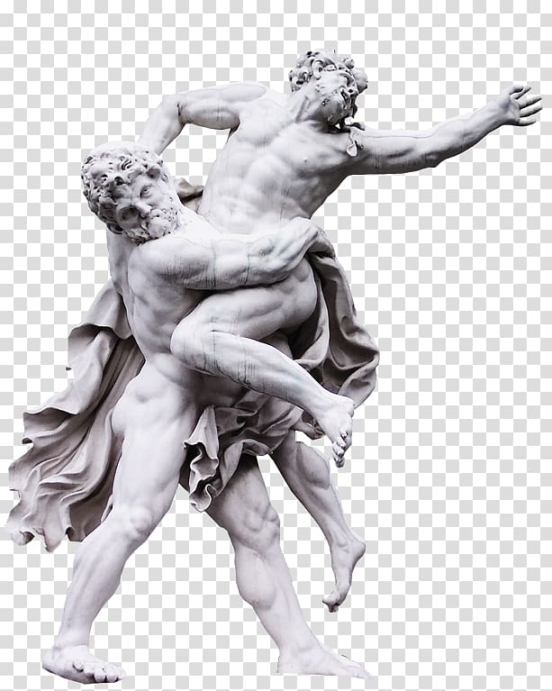 man carrying other man illustration, Classical sculpture Poseidon of Melos Statue Art, transparent background PNG clipart