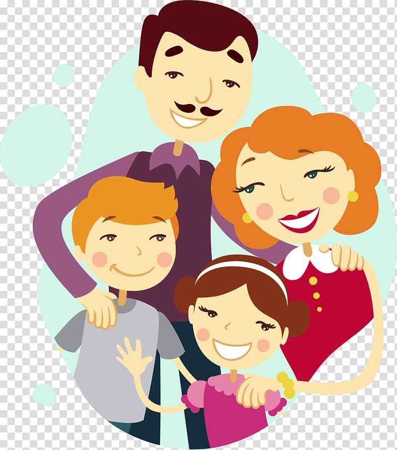 Family tree Cartoon Illustration, Happy four people transparent background PNG clipart