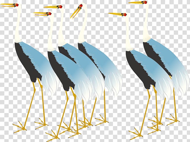 Red-crowned crane Bird , Creative hand-painted crane transparent background PNG clipart
