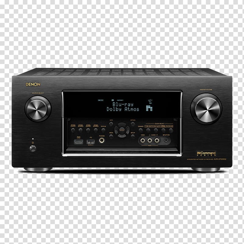 AV receiver Denon AVR-X7200W Home Theater Systems Audio, Av Receiver transparent background PNG clipart