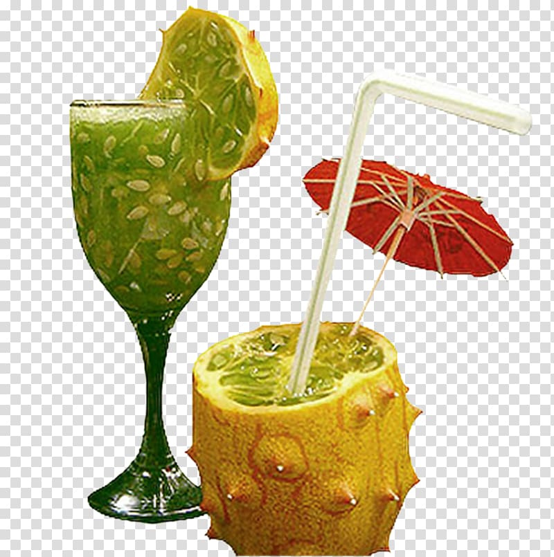 Juice Cocktail garnish Health shake Horned melon Non-alcoholic drink, Cute Horned melon cup transparent background PNG clipart