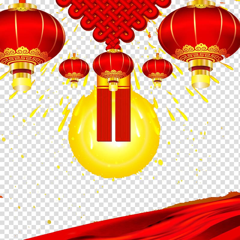 Handan Public holiday New Years Day Chinese New Year December 31, Chinese New Year festive lanterns Chinese knot background transparent background PNG clipart