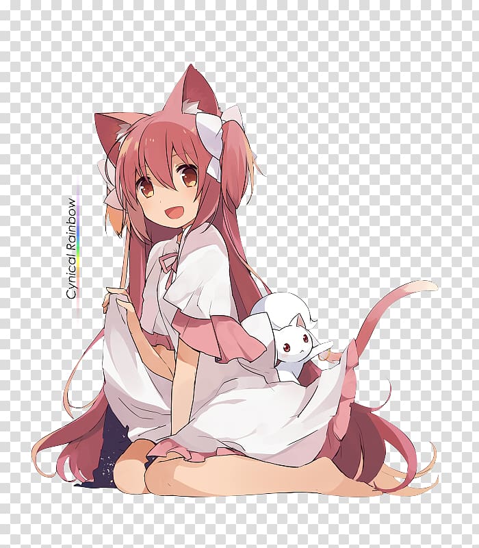 Anime Kyubey Homura Akemi Catgirl Art, Anime transparent background PNG clipart