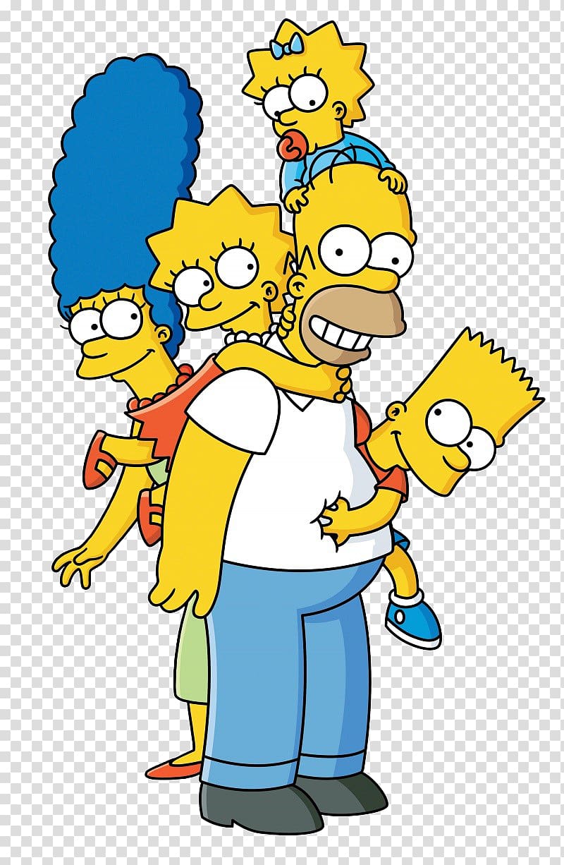 The Simpsons illutration, Homer Simpson Marge Simpson Lisa Simpson Bart Simpson Maggie Simpson, simpsons transparent background PNG clipart