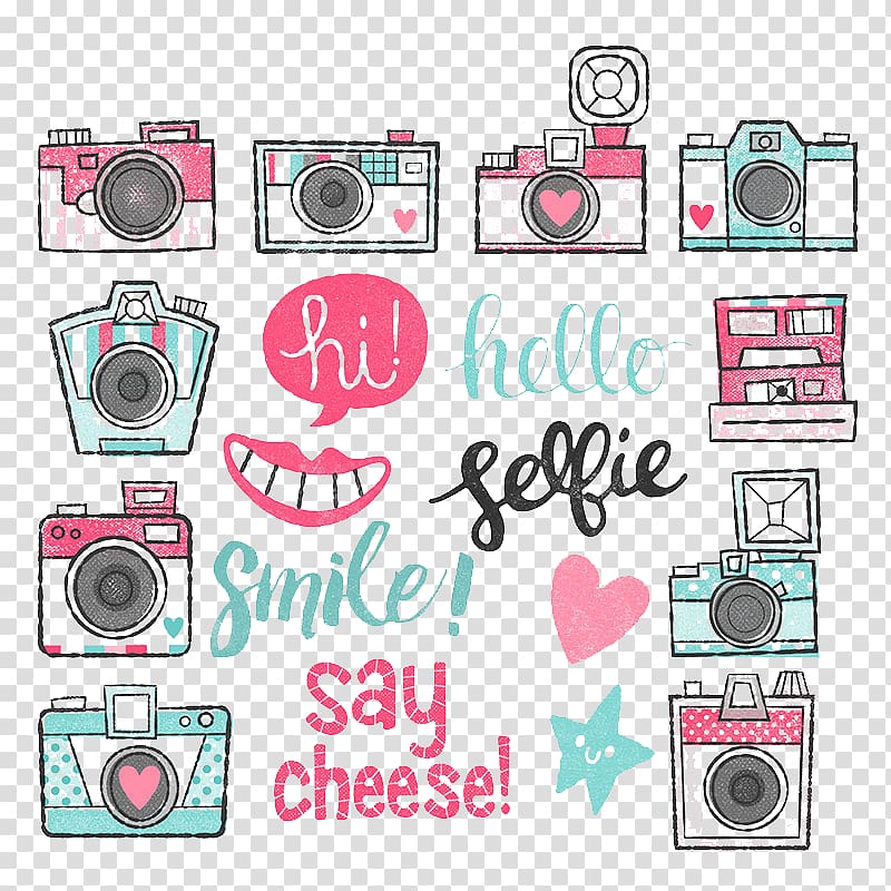 Graphic design Camera Creativity Illustration, Lovely hand-painted various camera transparent background PNG clipart