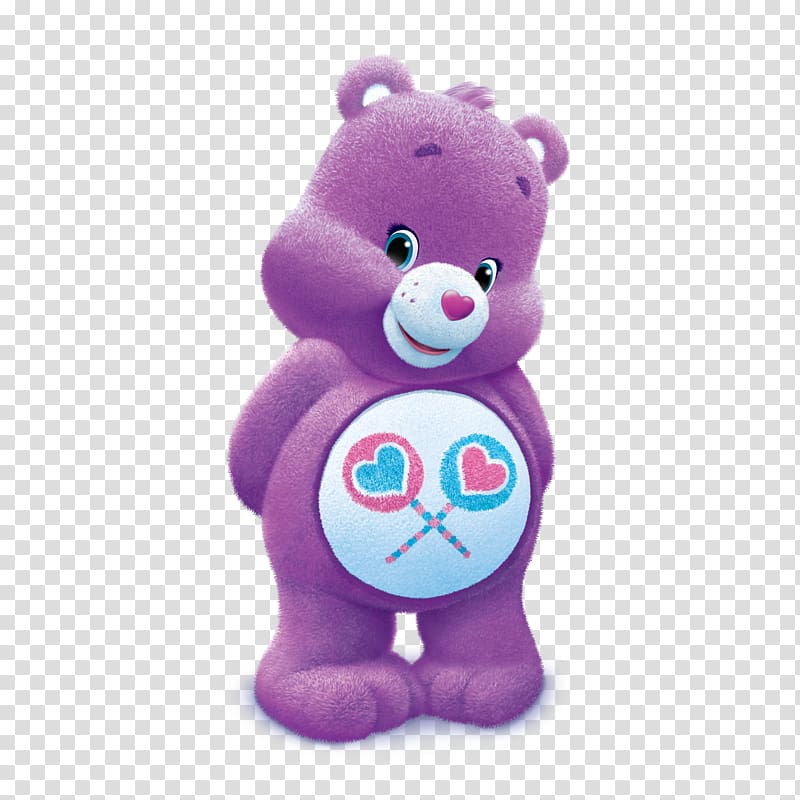 purple Care Bear character, Share Bear Funshine Bear Care Bears Teddy bear, caring for the earth transparent background PNG clipart