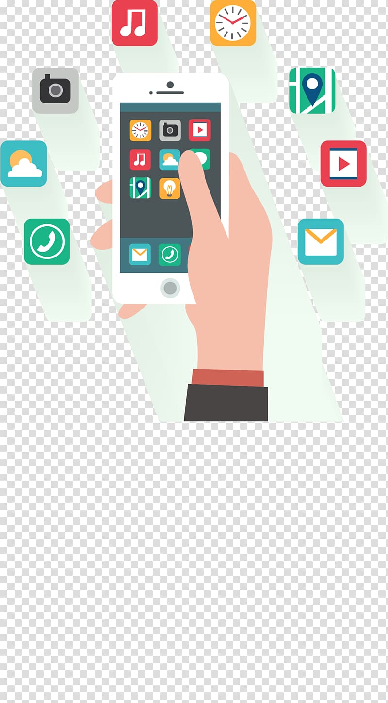 Smartphone Mobile app development Flat design, mobile phone APP introduction transparent background PNG clipart