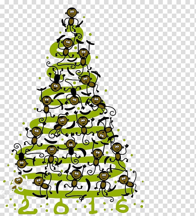 Monkey Christmas tree Poster, Creative Christmas tree monkey transparent background PNG clipart