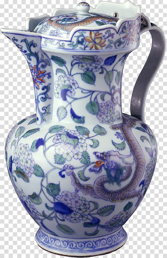 Jug Blue and white pottery Chinese dragon Hongshan culture, flattened the imperial palace transparent background PNG clipart