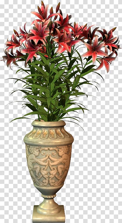 red leafed plant , Flowers in a Vase Flowerpot, vase transparent background PNG clipart