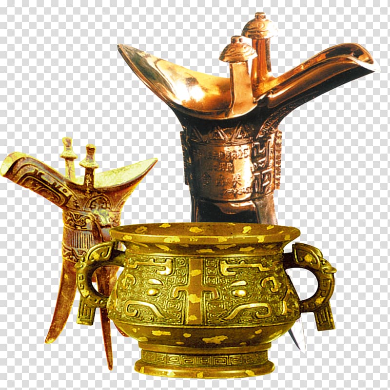 Brass Tableware Ancient history, Antique gold Jiuzun transparent background PNG clipart