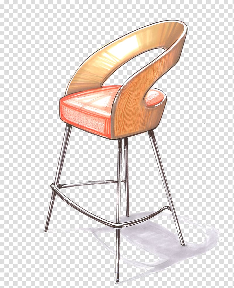 Chair Bar stool Watercolor painting Sketch, Simple hand-painted yellow plastic seat transparent background PNG clipart