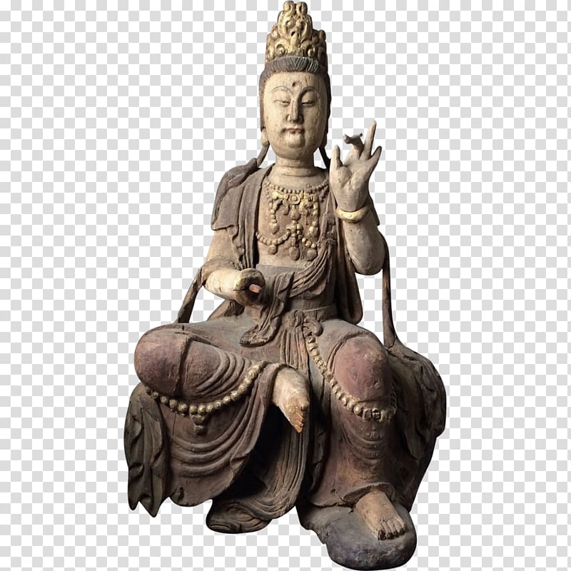 Sculpture Guan Yin of the South Sea of Sanya Statue Wood carving Guanyin, guanyin manifestation transparent background PNG clipart