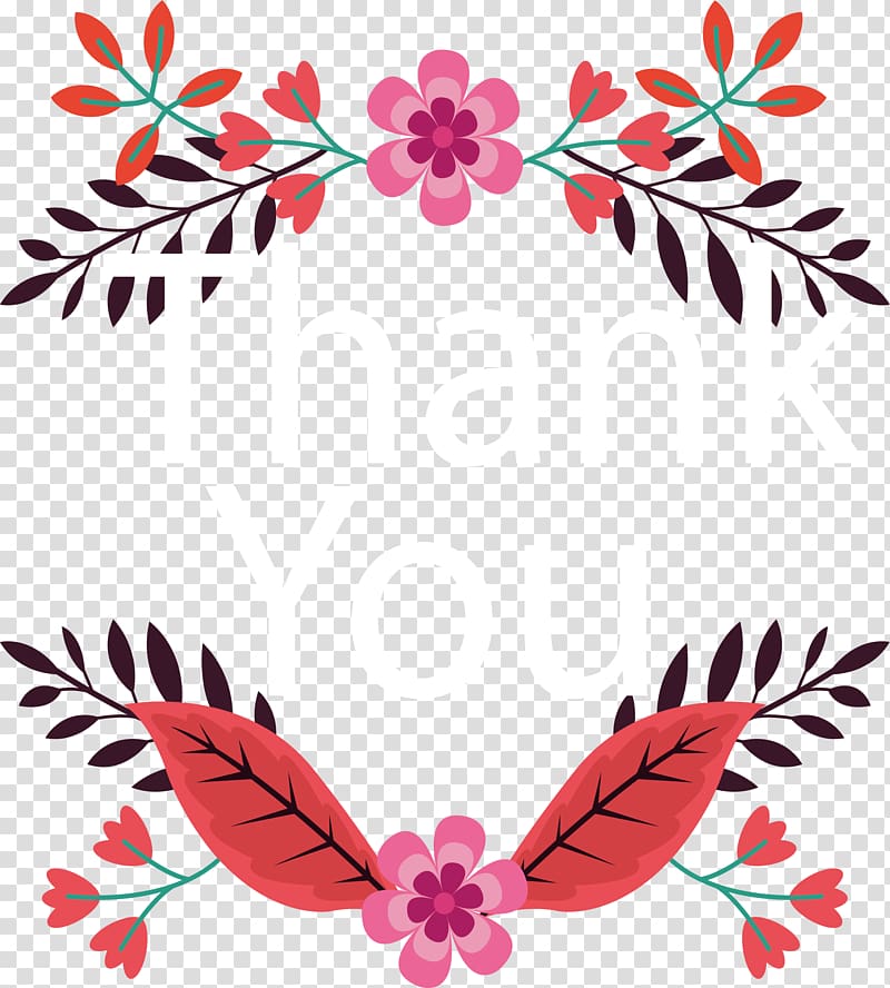 flowers illustration with thank you text overlay, Pink Computer file, Pink flower thanks to the title box transparent background PNG clipart