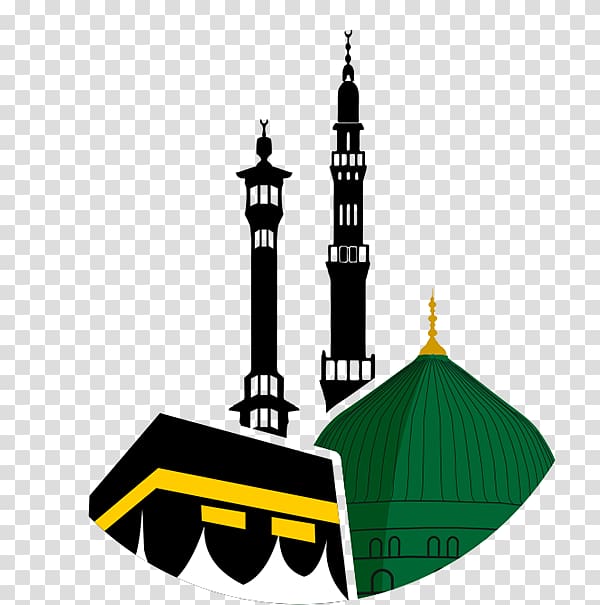 two black towers and green mosque illustration, Great Mosque of Mecca Medina Umrah Hajj Pilgr, travel agency transparent background PNG clipart