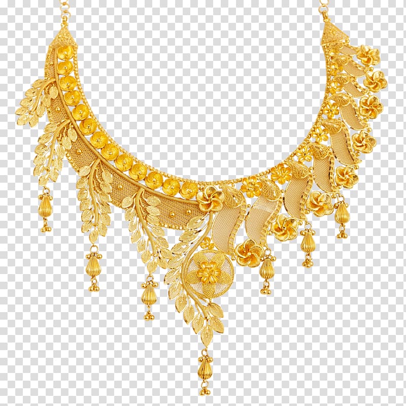 gold-colored statement necklace, India Earring Jewellery Necklace Gold, gold chain transparent background PNG clipart