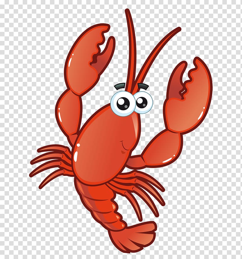 Aquatic animal Cartoon Illustration, Cartoon hand-painted lobster transparent background PNG clipart