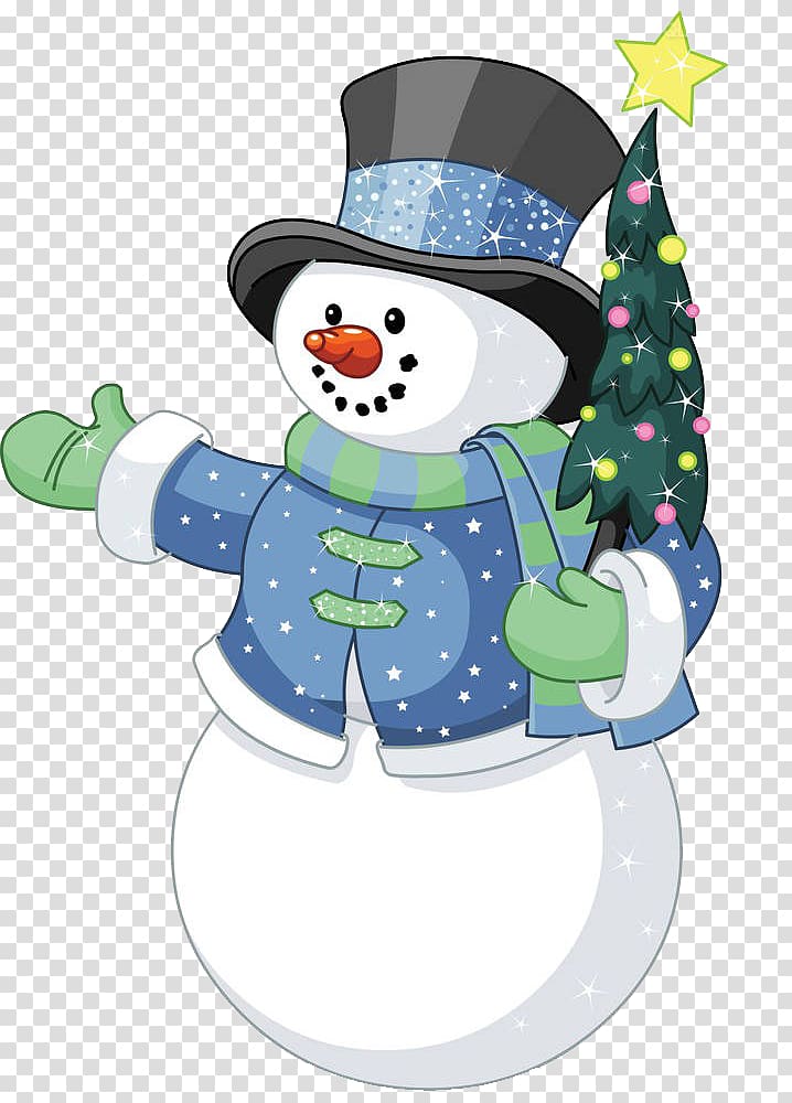 snowman holding christmas tree transparent background PNG clipart
