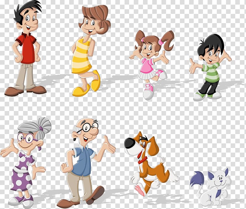 assorted characters illustration, Cartoon , Enjoyable family transparent background PNG clipart