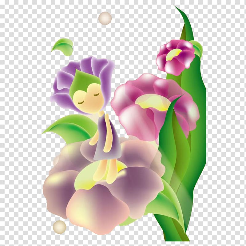 Floral design Flower Fairies Fairy Illustration, Cartoon illustration, little fairy transparent background PNG clipart