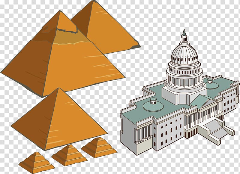 Egyptian pyramids Cartoon Architecture, European tourism ancient architecture Pyramids transparent background PNG clipart