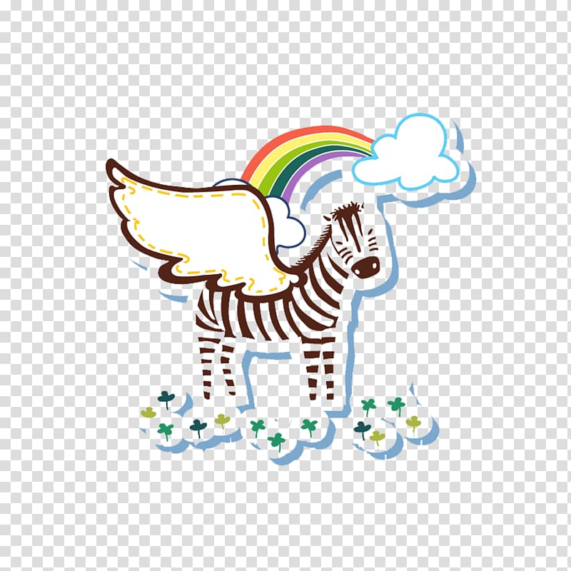 Cartoon Zebra Illustration, Cartoon Pegasus transparent background PNG clipart